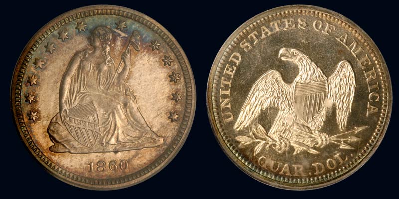25C 1860 PCGS PR65 - Image 2