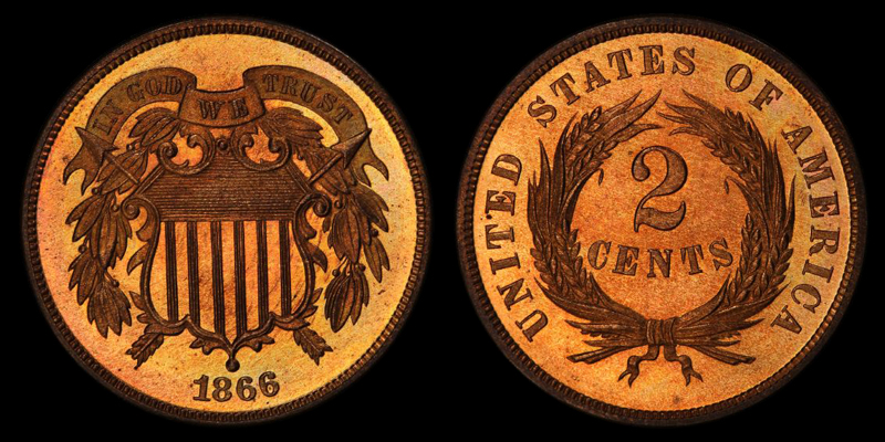 2C 1866 PCGS PR66RD - Image 2