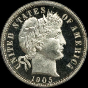 1905 10C Dime Barber PCGS PR67CAM (CAC)  A HEADLIGHT!