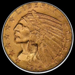 1916-S $5 Gold Indian Head PCGS MS64+ (CAC) ALMOST A FULL GEM!
